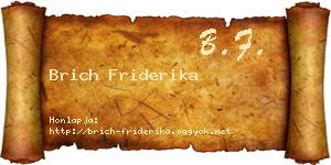 Brich Friderika névjegykártya